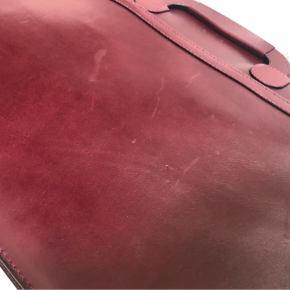 Vintage Mark Cross Italy Burgundy Leather Briefcase w/  Gold Hardware - Picture 5 of 15
